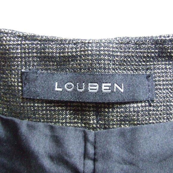 Louben pants vintage trousers gold and black mini check wide leg metallic 90s - Picture 5 of 8